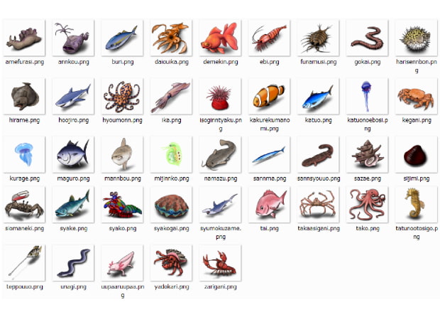 RPG用ザコ敵(水生生物)41種類セット