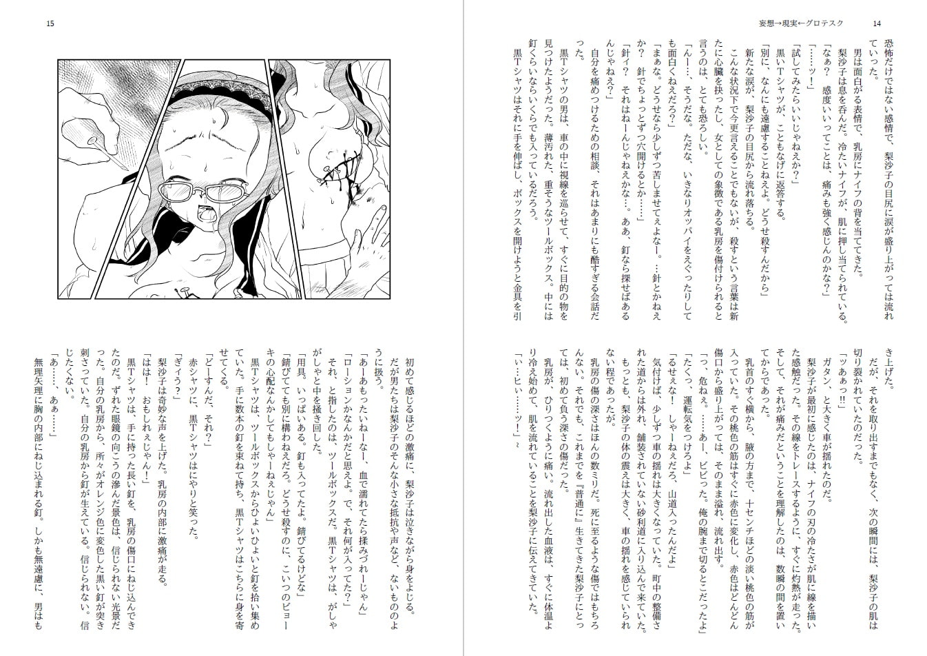 妄想→現実←グロテスク