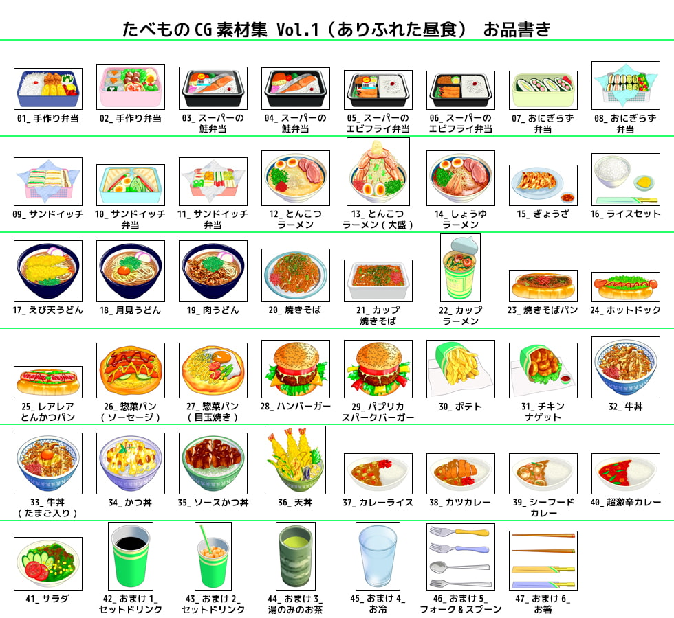たべものCG素材集 Vol.1(ありふれた昼食)