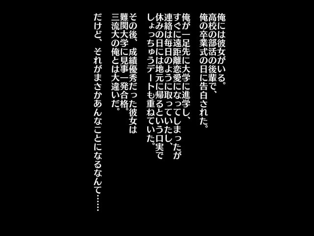 遠距離恋愛中の彼女から突然届いたビデオレター ～一流大学のヤリサーに寝取られた彼女～