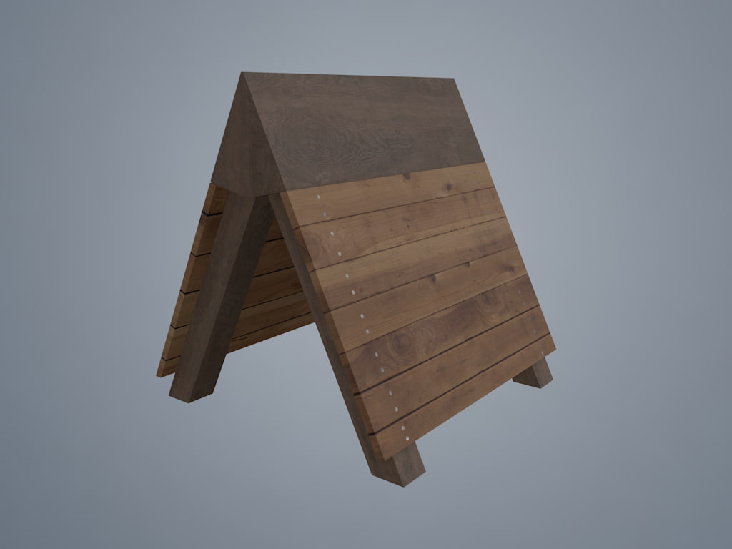 3D素材 三角木馬 木製01 基本タイプ