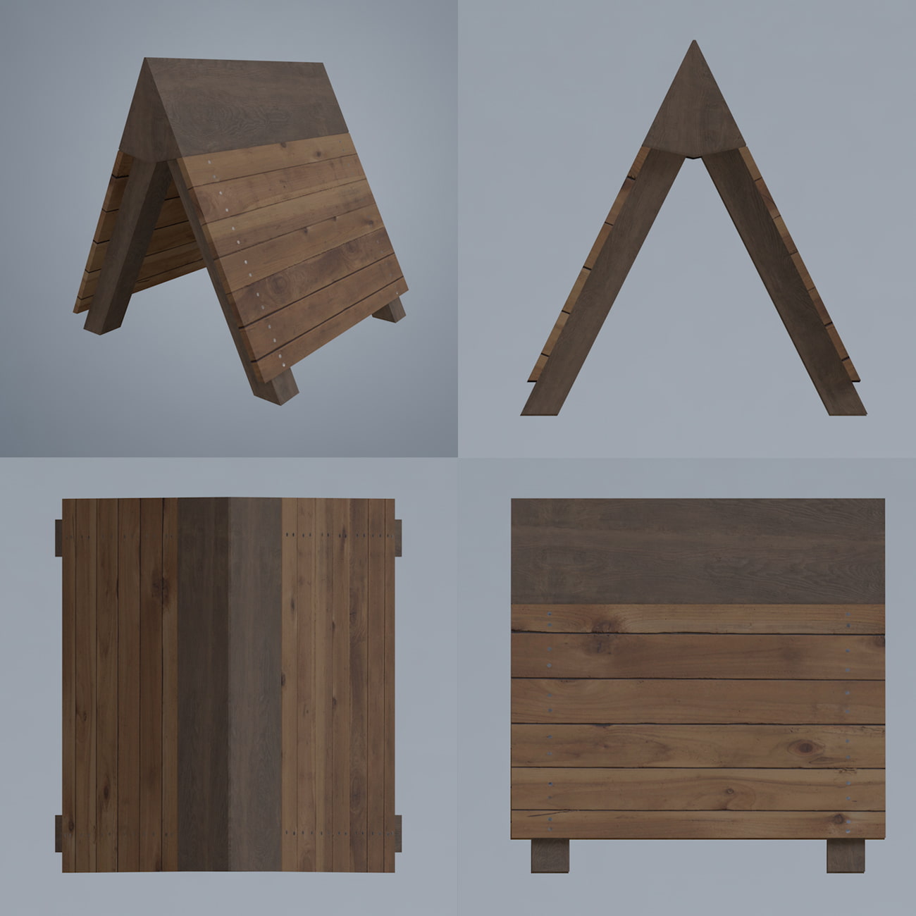 3D素材 三角木馬 木製01 基本タイプ