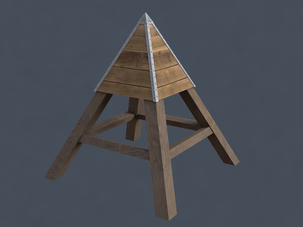 3D素材 四角錐椅子 木製 01 基本タイプ