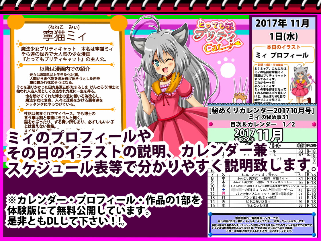 [秘めくりカレンダー2017 11月号] ミィの秘め事31