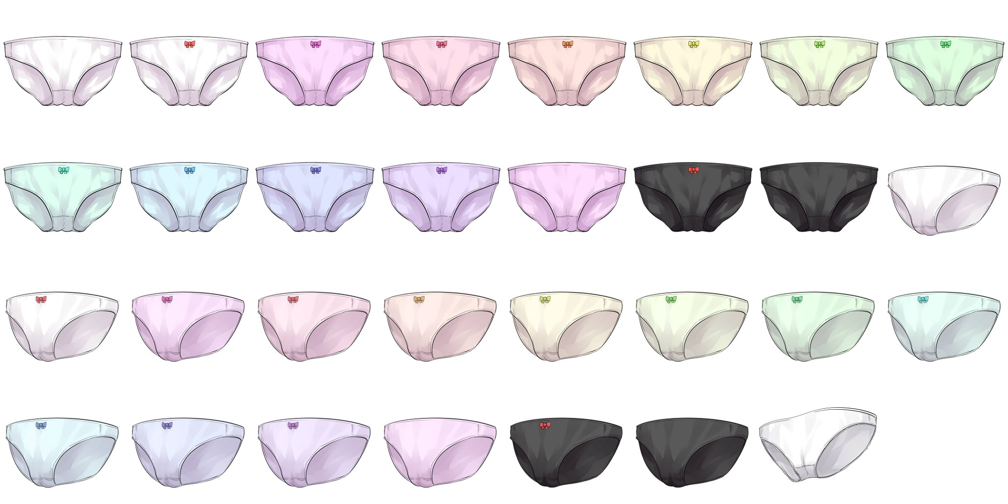 成人向けイラストアイコン素材集 Type.002 - 女性用のパンツと下着