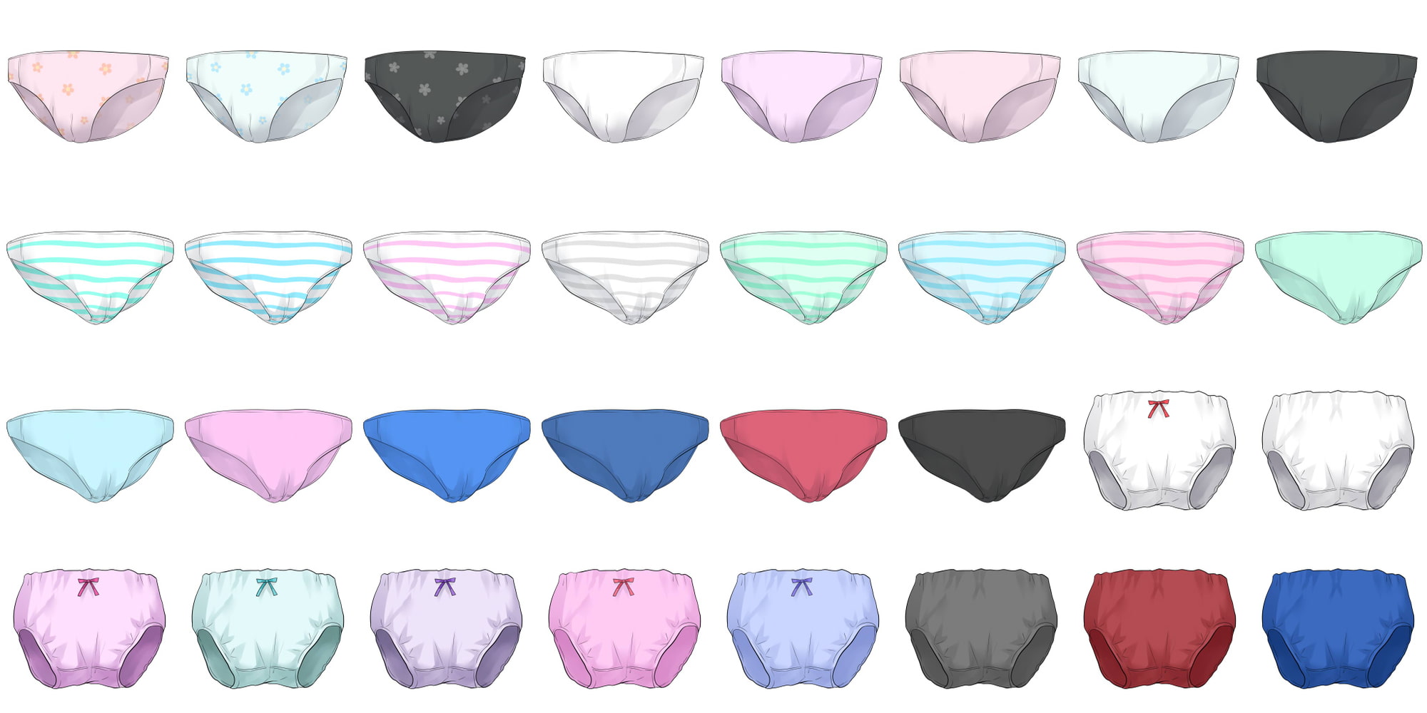 成人向けイラストアイコン素材集 Type.002 - 女性用のパンツと下着