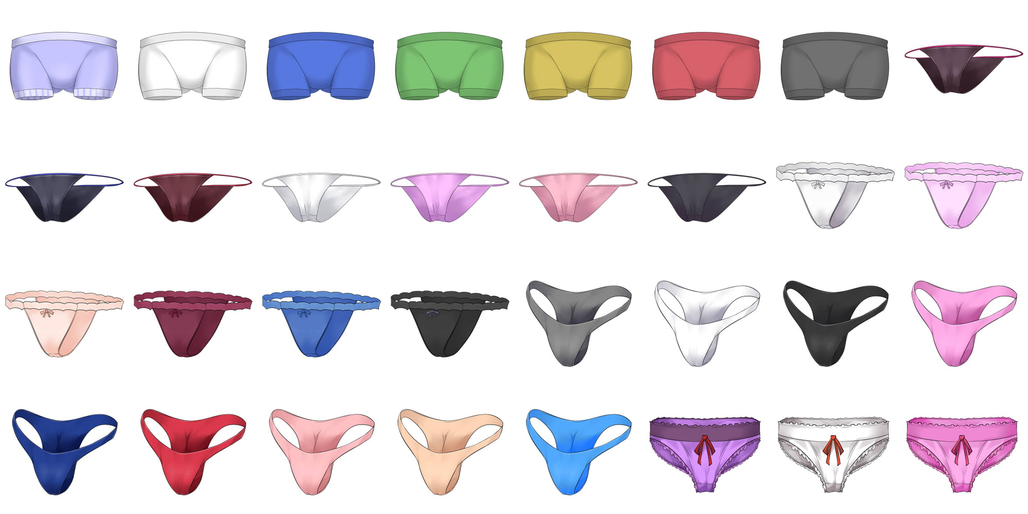 成人向けイラストアイコン素材集 Type.002 - 女性用のパンツと下着