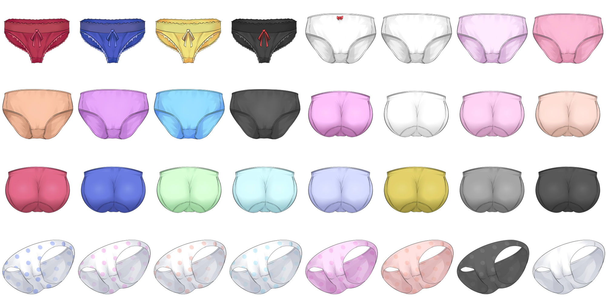 成人向けイラストアイコン素材集 Type.002 - 女性用のパンツと下着