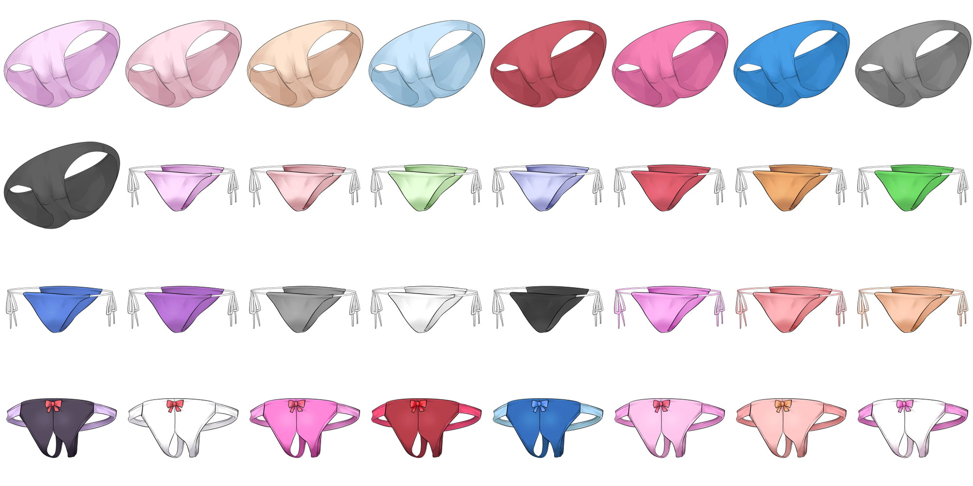 成人向けイラストアイコン素材集 Type.002 - 女性用のパンツと下着