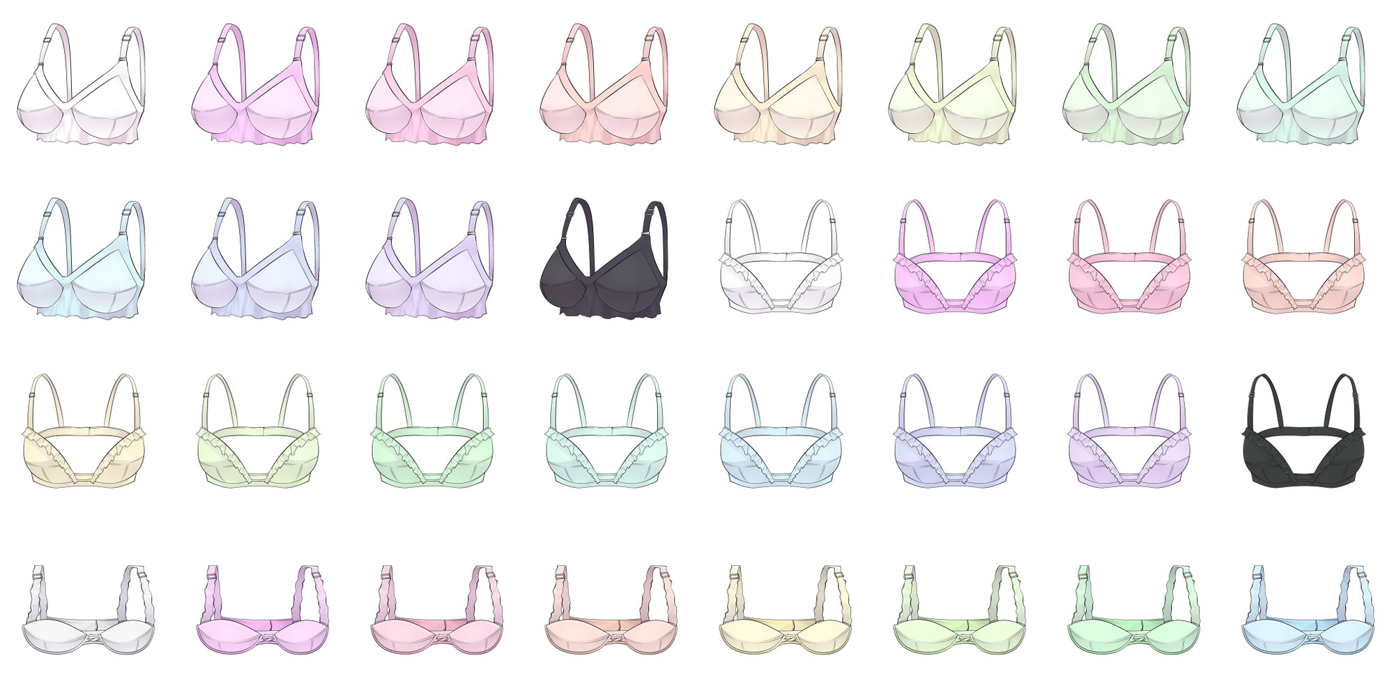 成人向けイラストアイコン素材集 Type.005 - 女性用のブラジャーなど