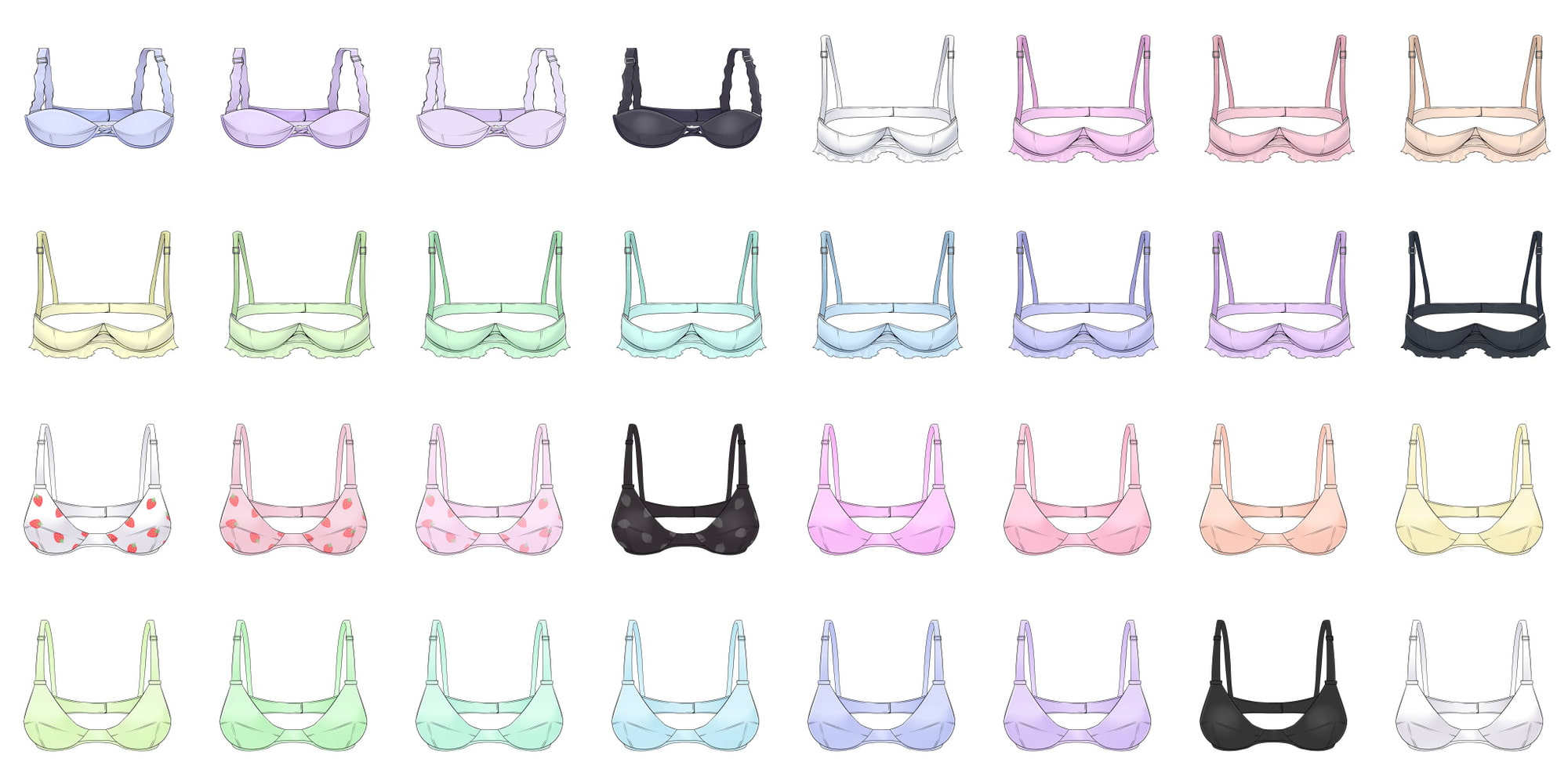成人向けイラストアイコン素材集 Type.005 - 女性用のブラジャーなど