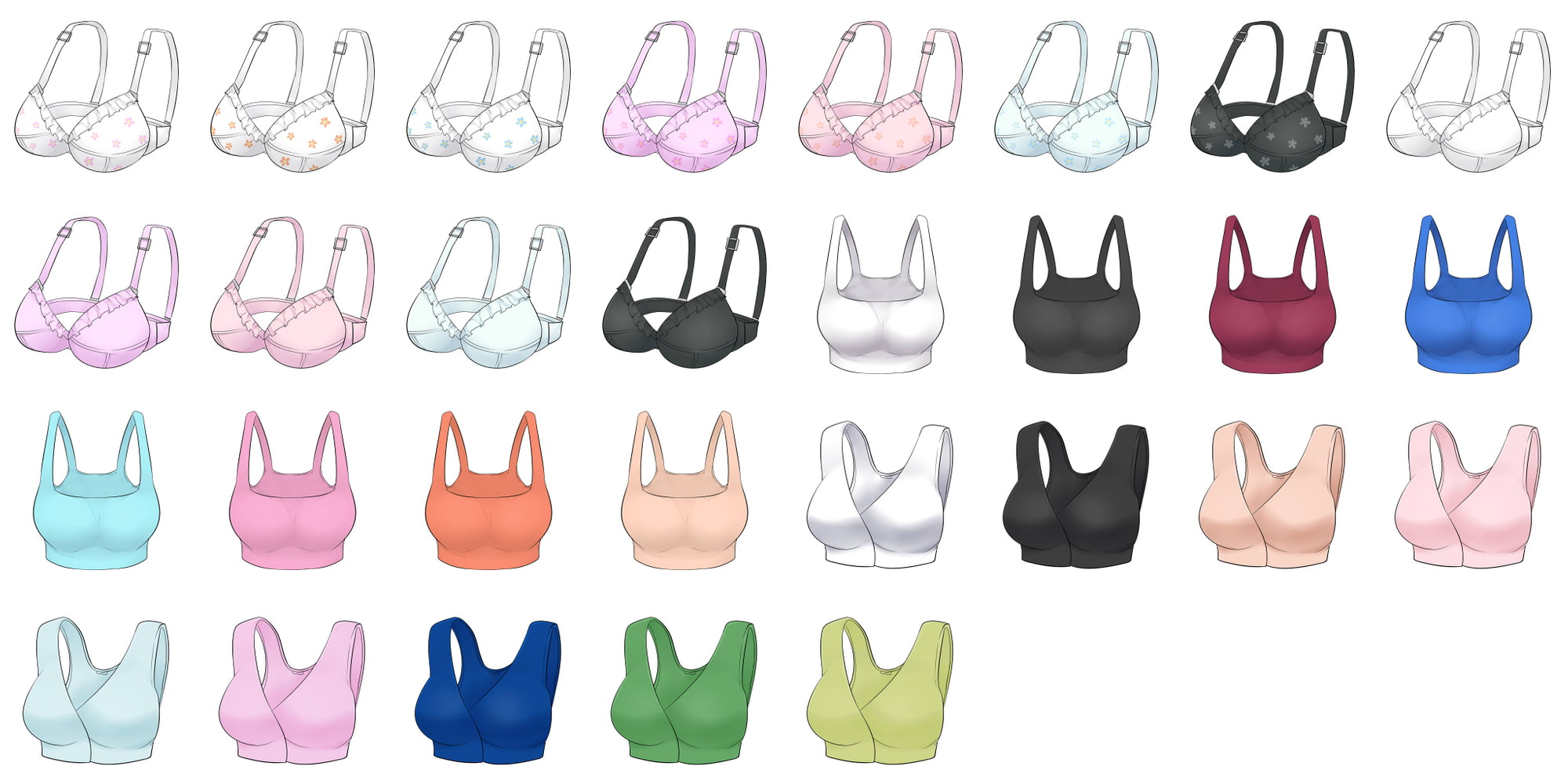 成人向けイラストアイコン素材集 Type.005 - 女性用のブラジャーなど