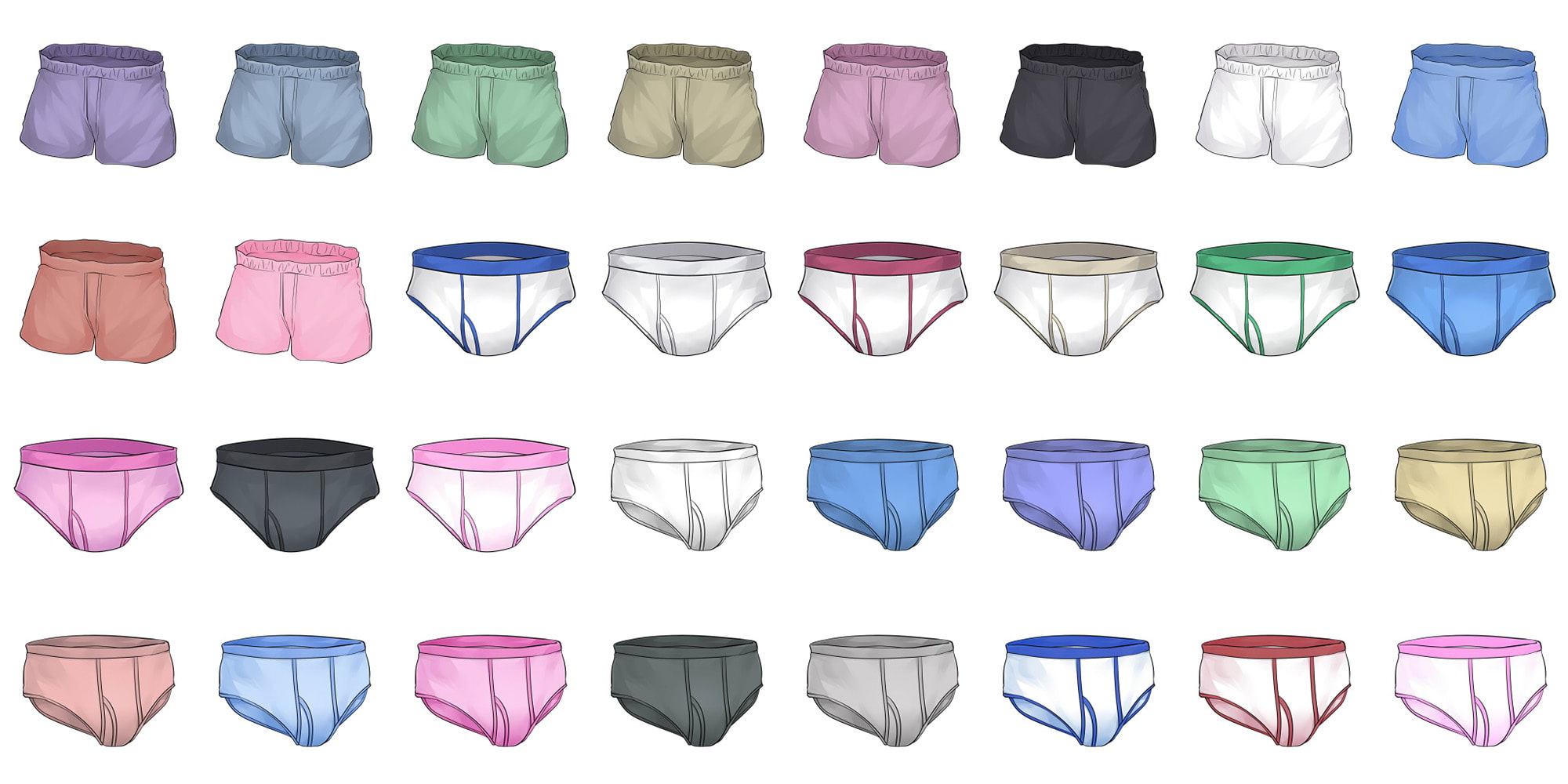 成人向けイラストアイコン素材集 Type.006 - 男性用のパンツと下着