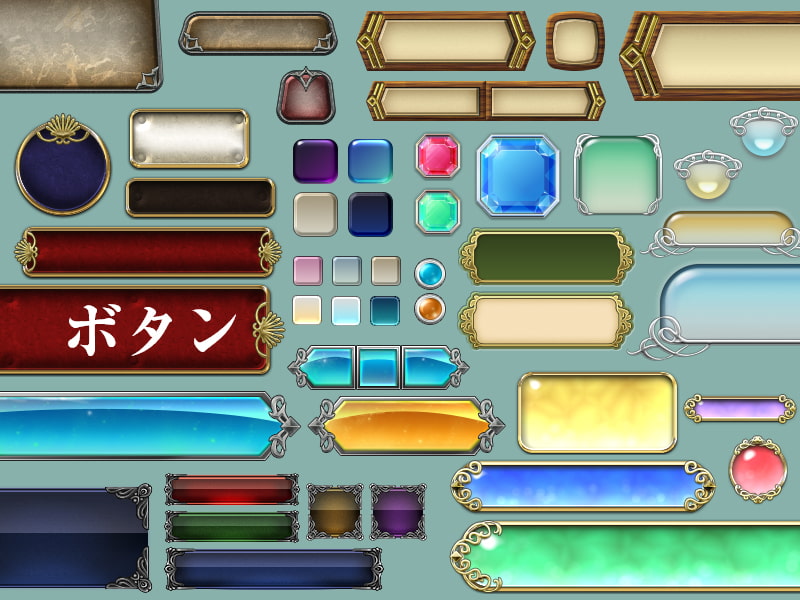 ファンタジーゲームUI画像素材集