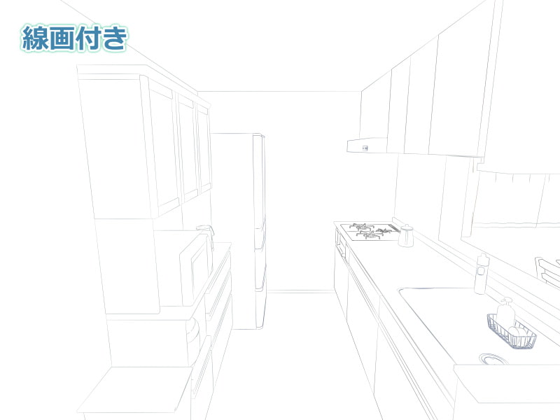 全角度対応イベントCG用背景素材集 デラックス・ルーム版『リビング、ダイニング、キッチン、部屋』