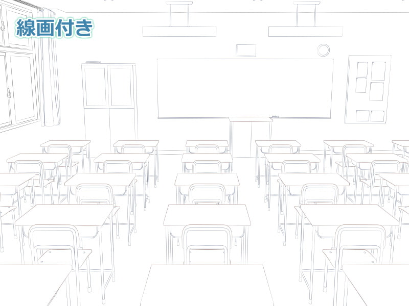 全角度対応イベントCG用背景素材集 デラックス・ルーム版『学校の教室、廊下』