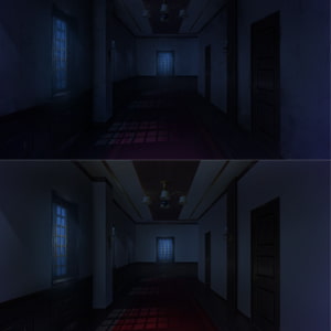 著作権フリー背景素材 廃墟差分【洋館廊下】