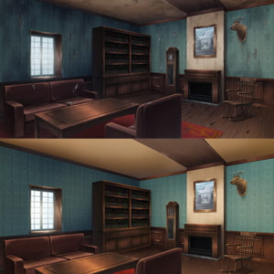 著作権フリー背景素材 廃墟差分【洋館応接間】