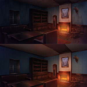 著作権フリー背景素材 廃墟差分【洋館応接間】