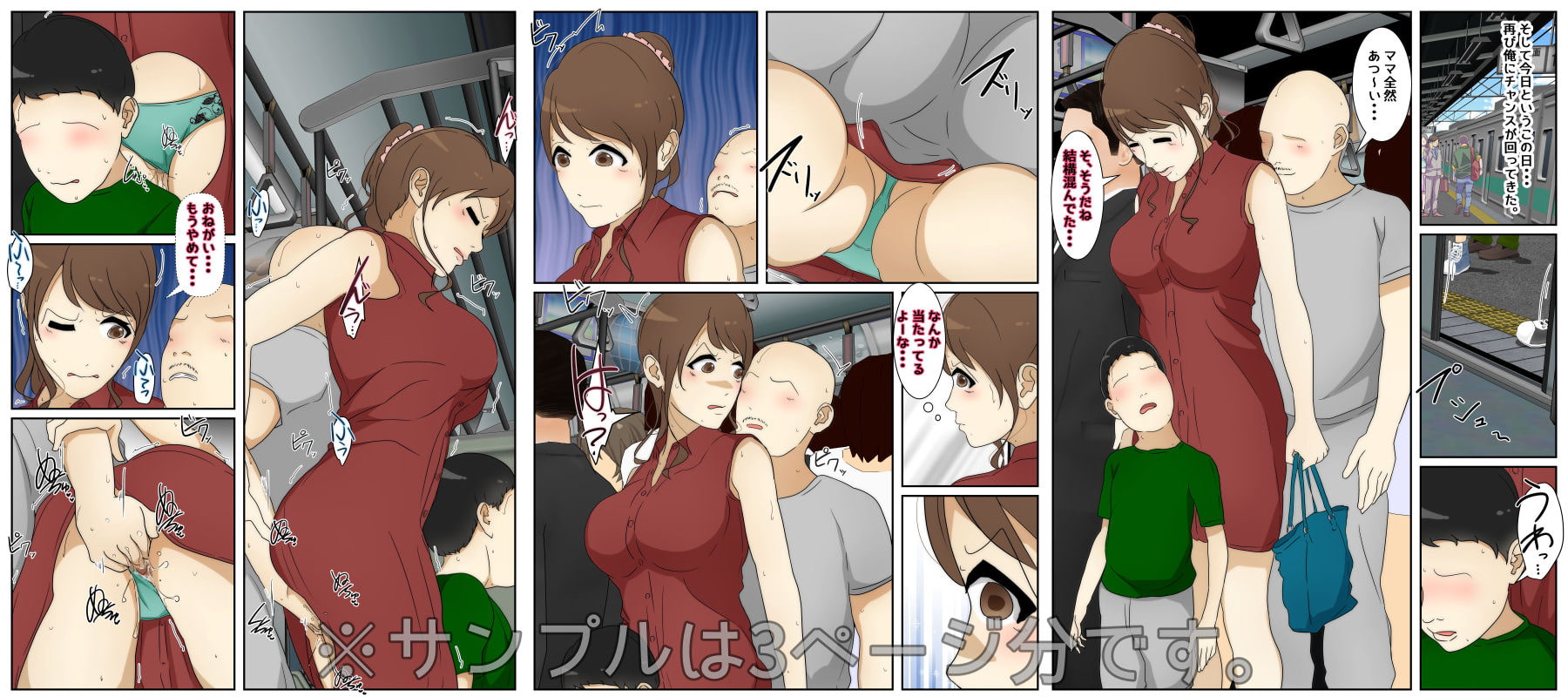 新 ぼくのママが電車で痴漢に10回射精されました。 完全版