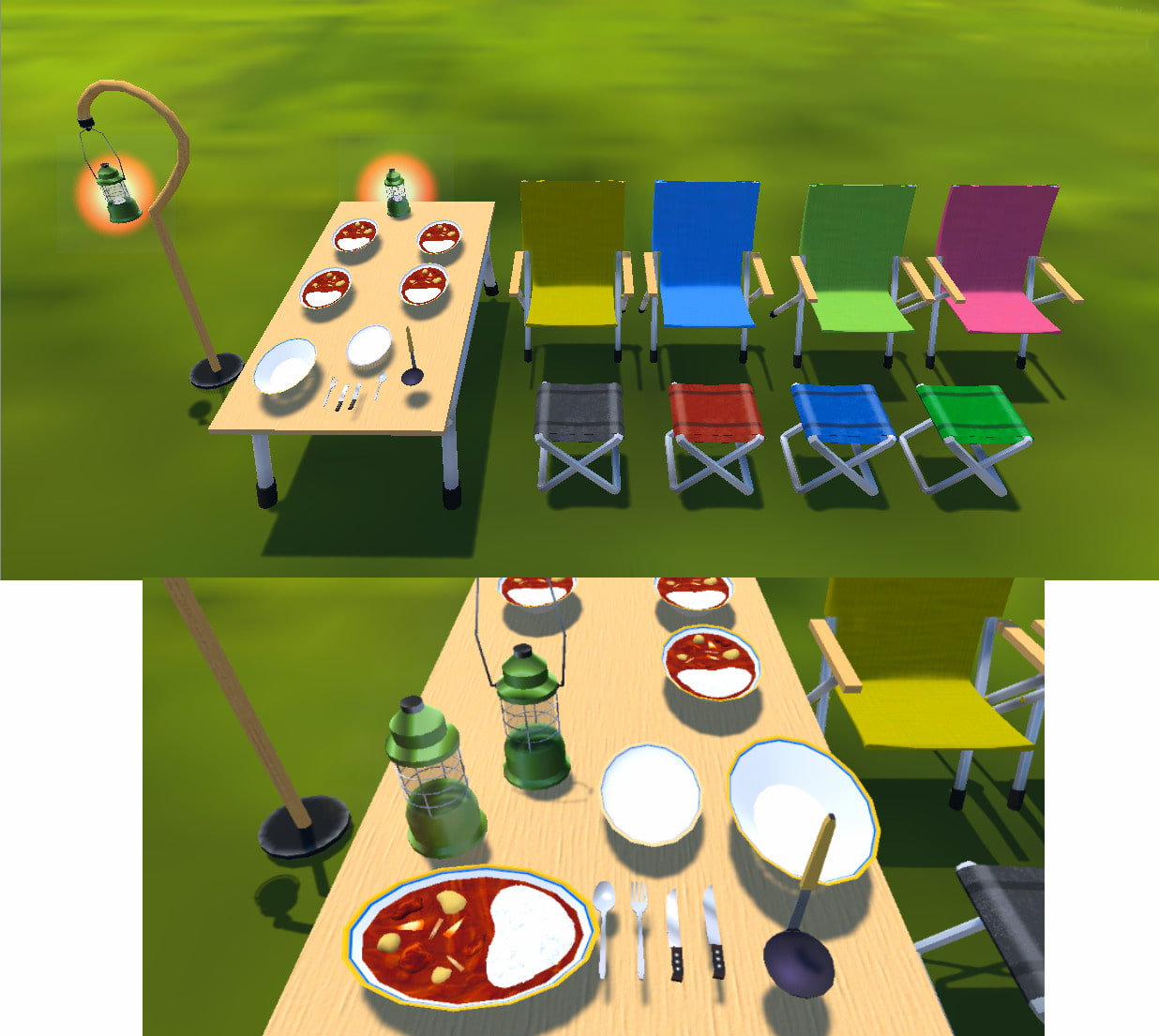 3D素材 キャンプセット(エフェクト付)