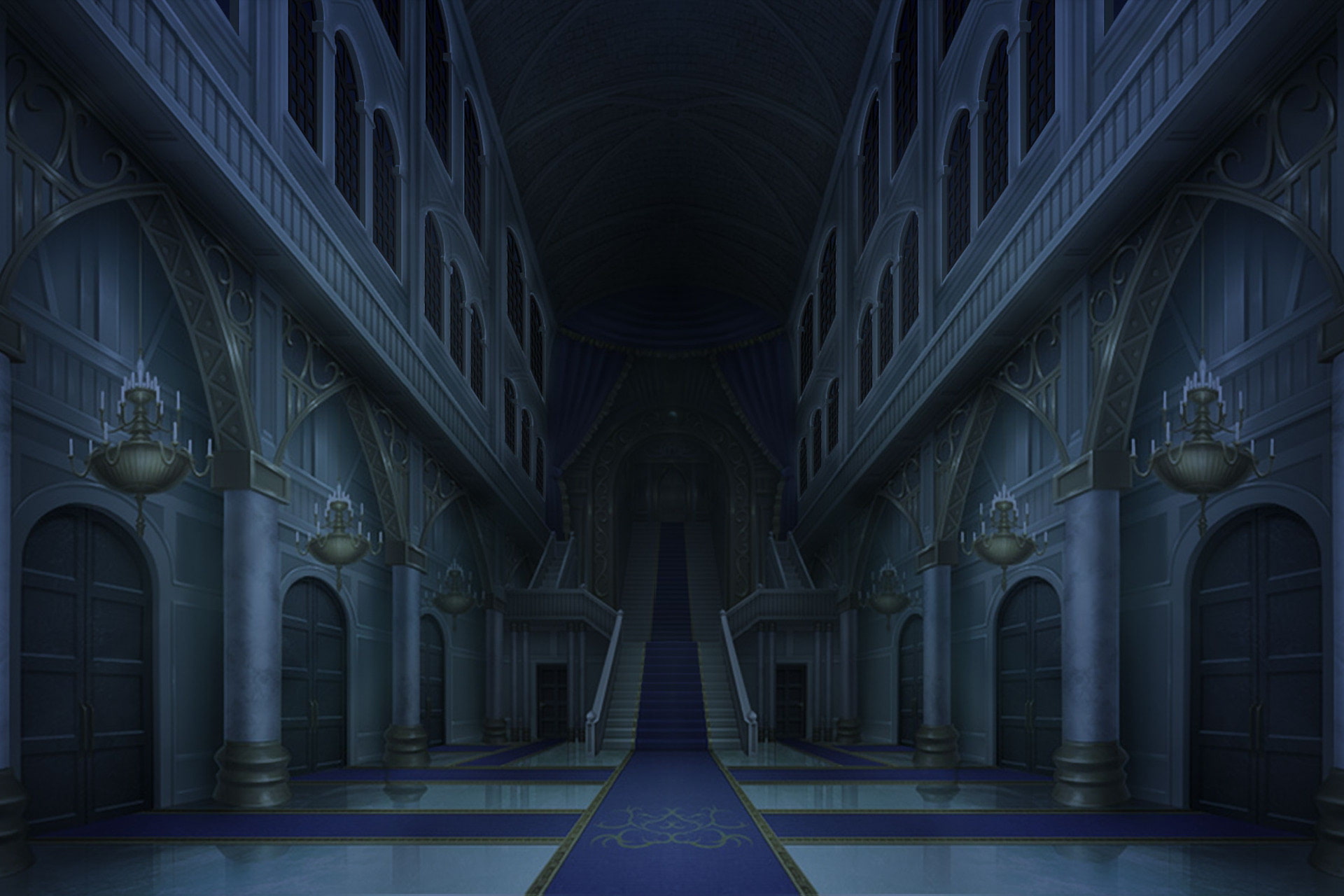 単品5種背景素材v002階段前廊下