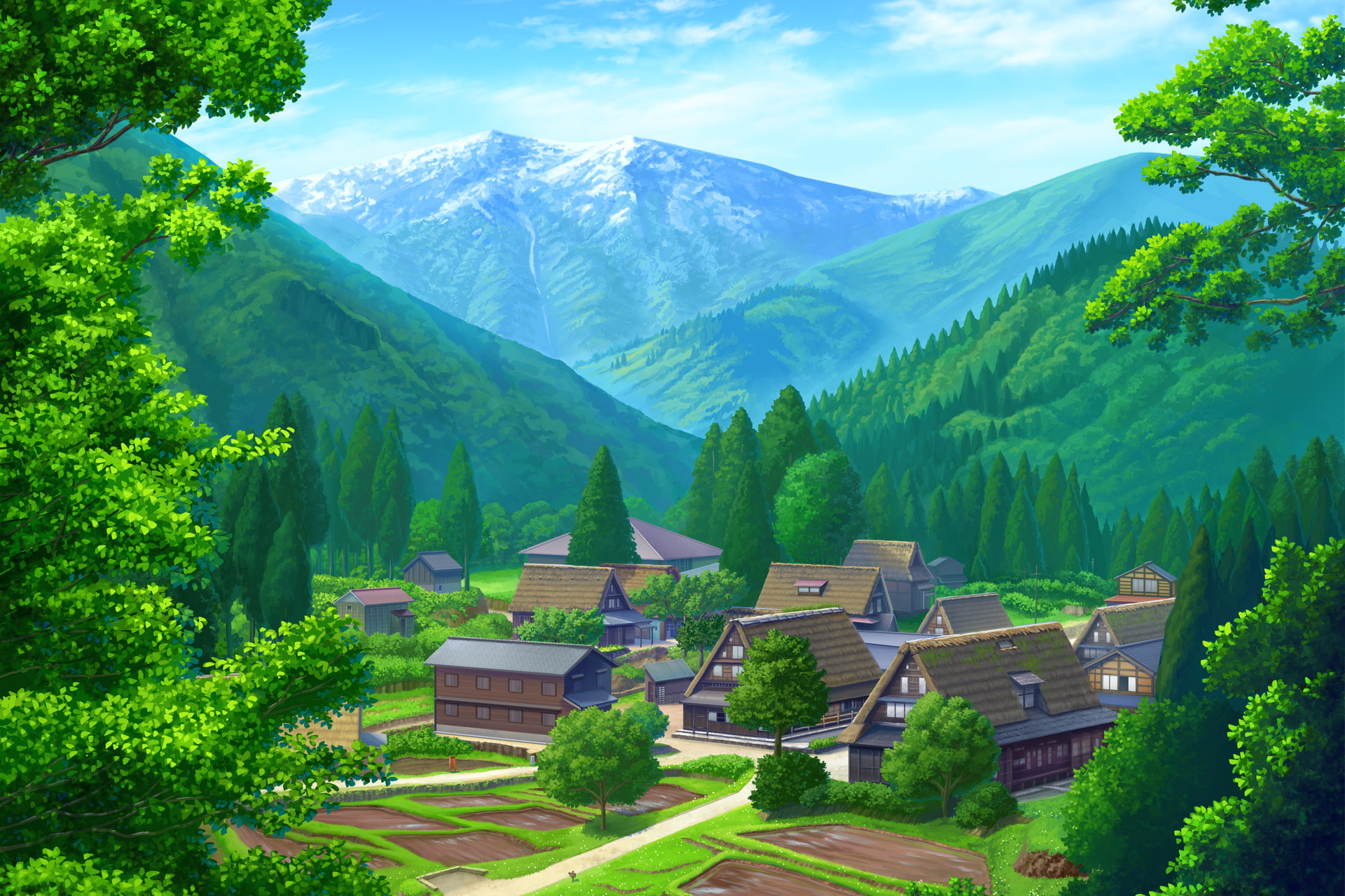 単品5種背景素材v07山村の集落