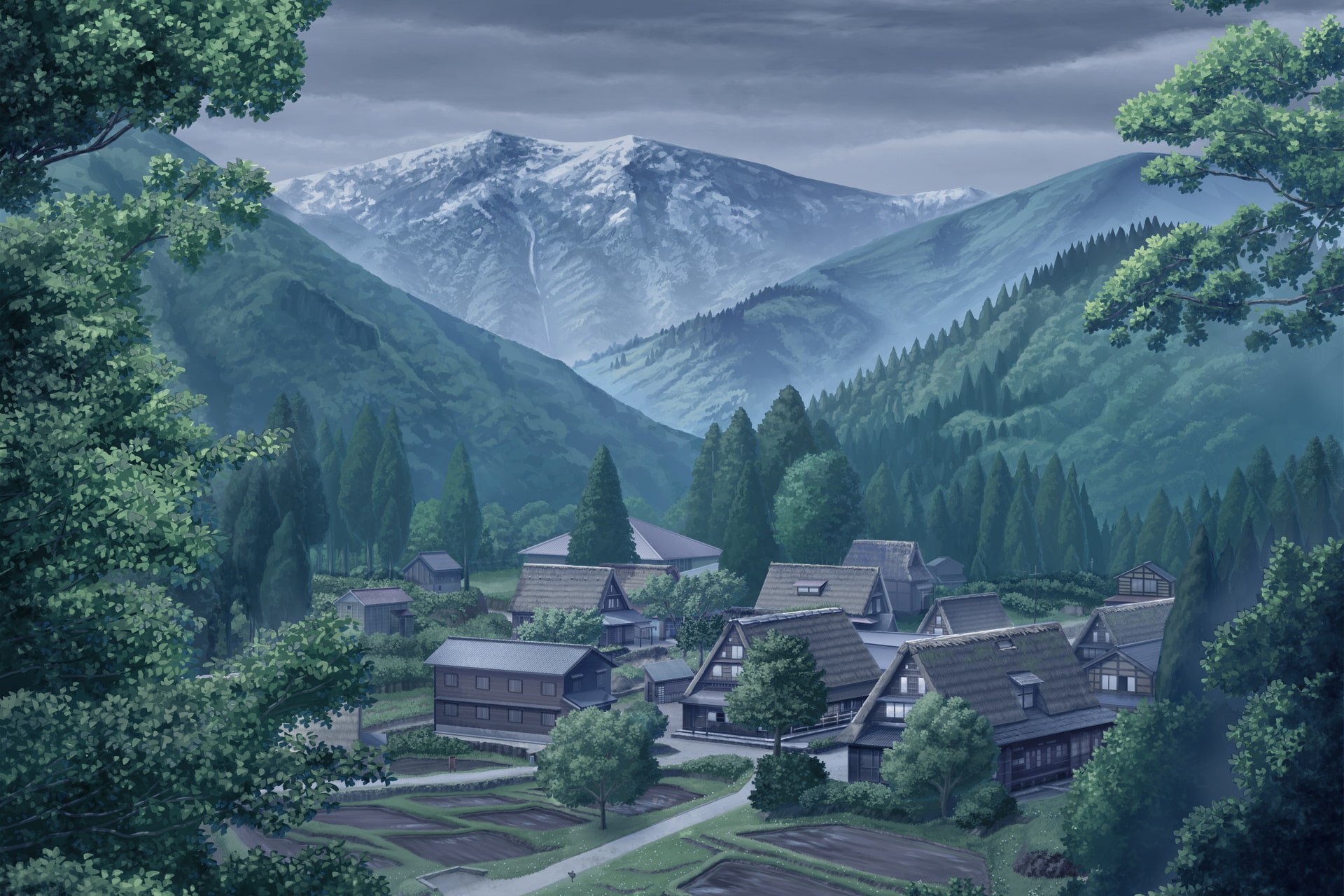 単品5種背景素材v07山村の集落