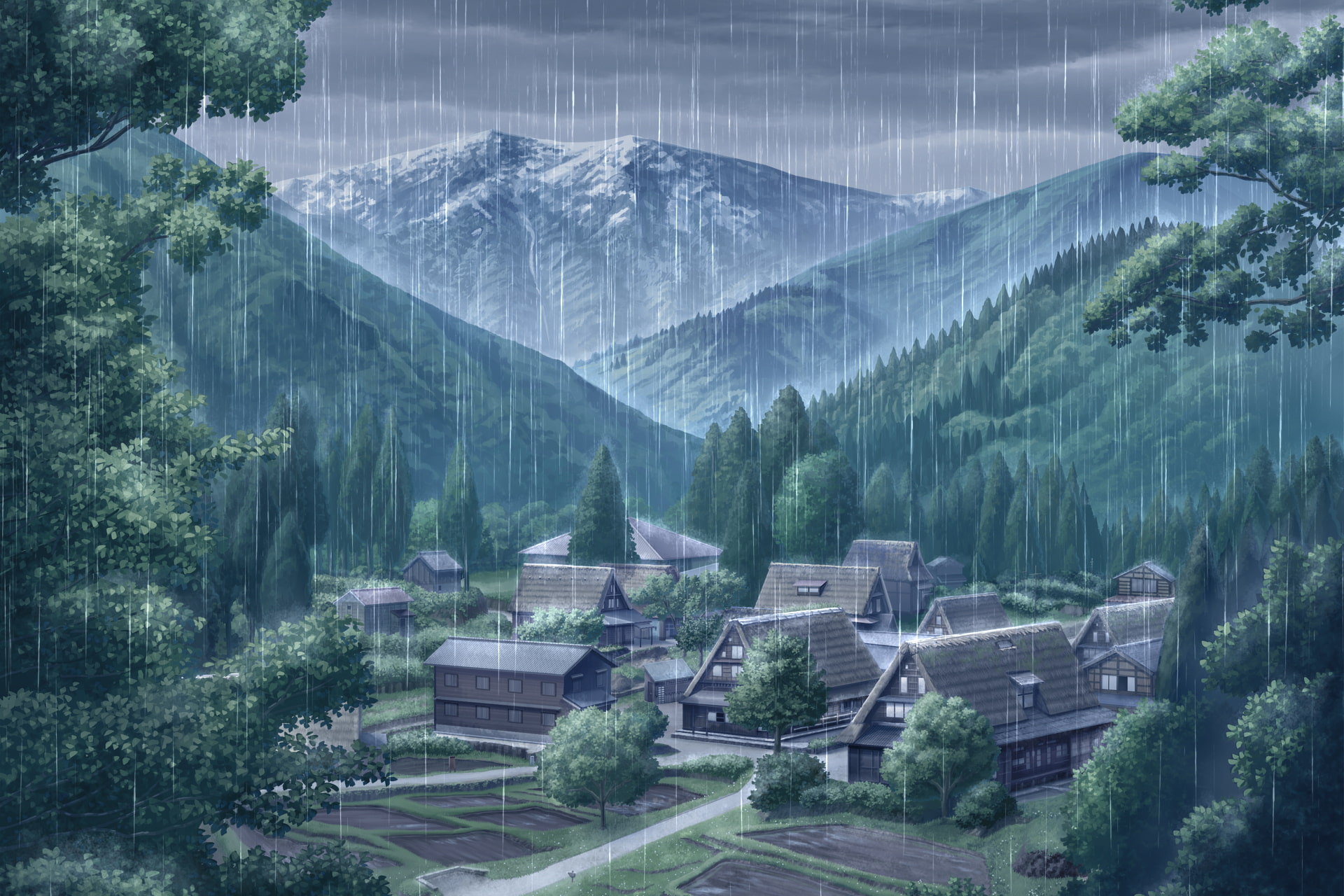 単品5種背景素材v07山村の集落