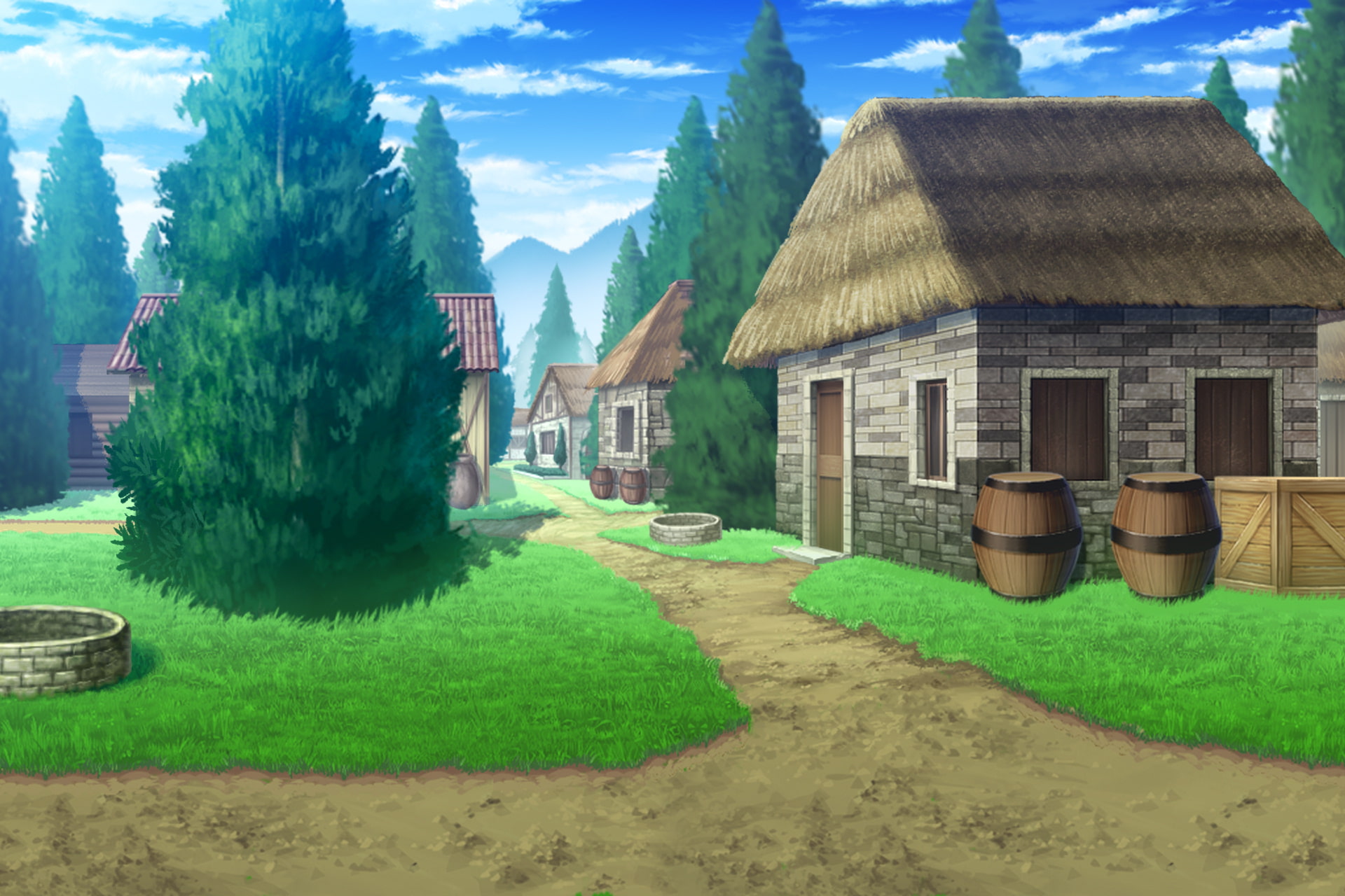 単品5種背景素材v07a 村