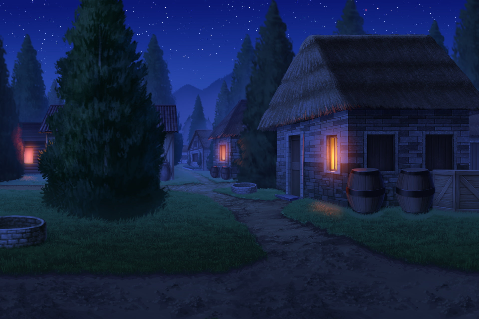 単品5種背景素材v07a 村