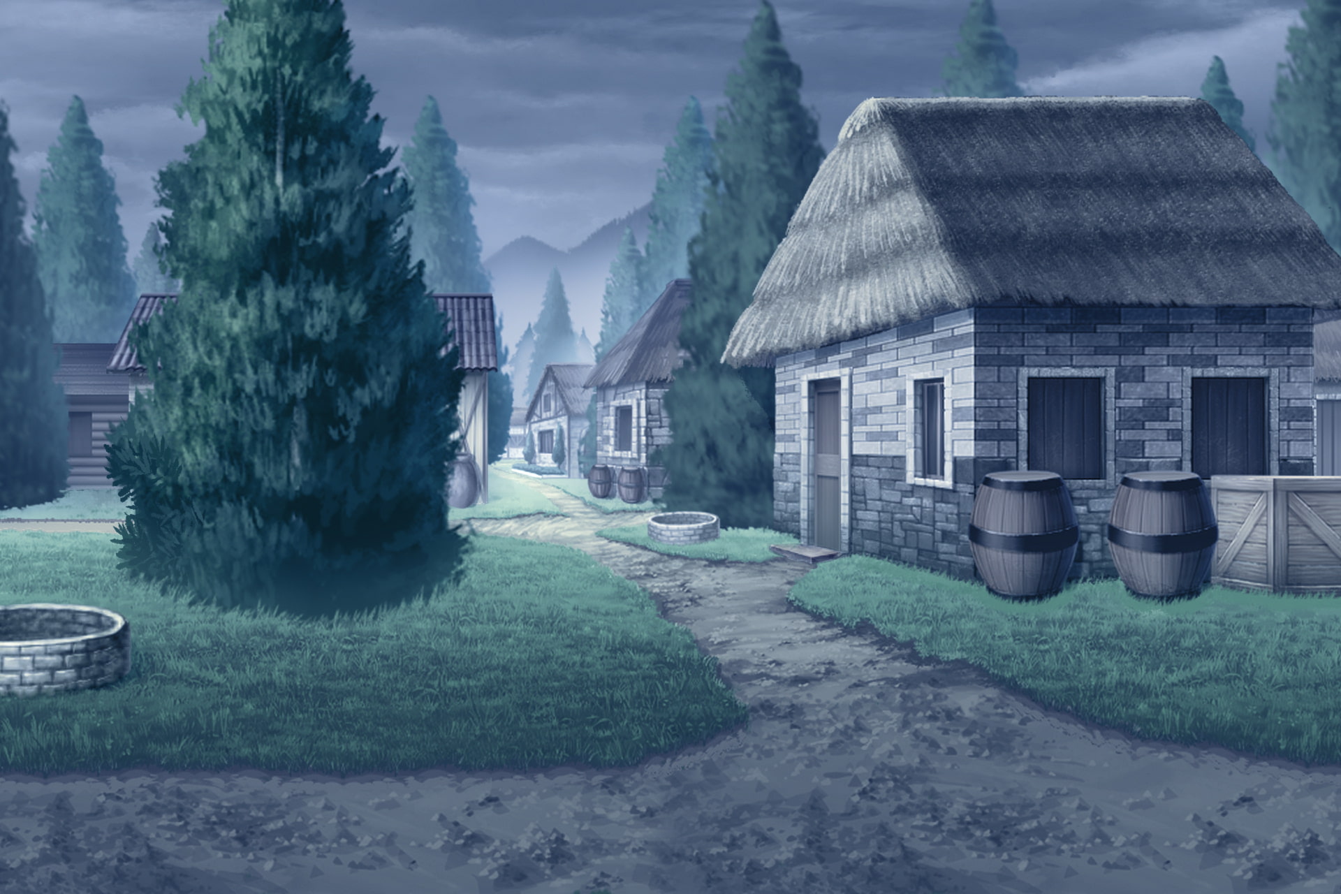 単品5種背景素材v07a 村