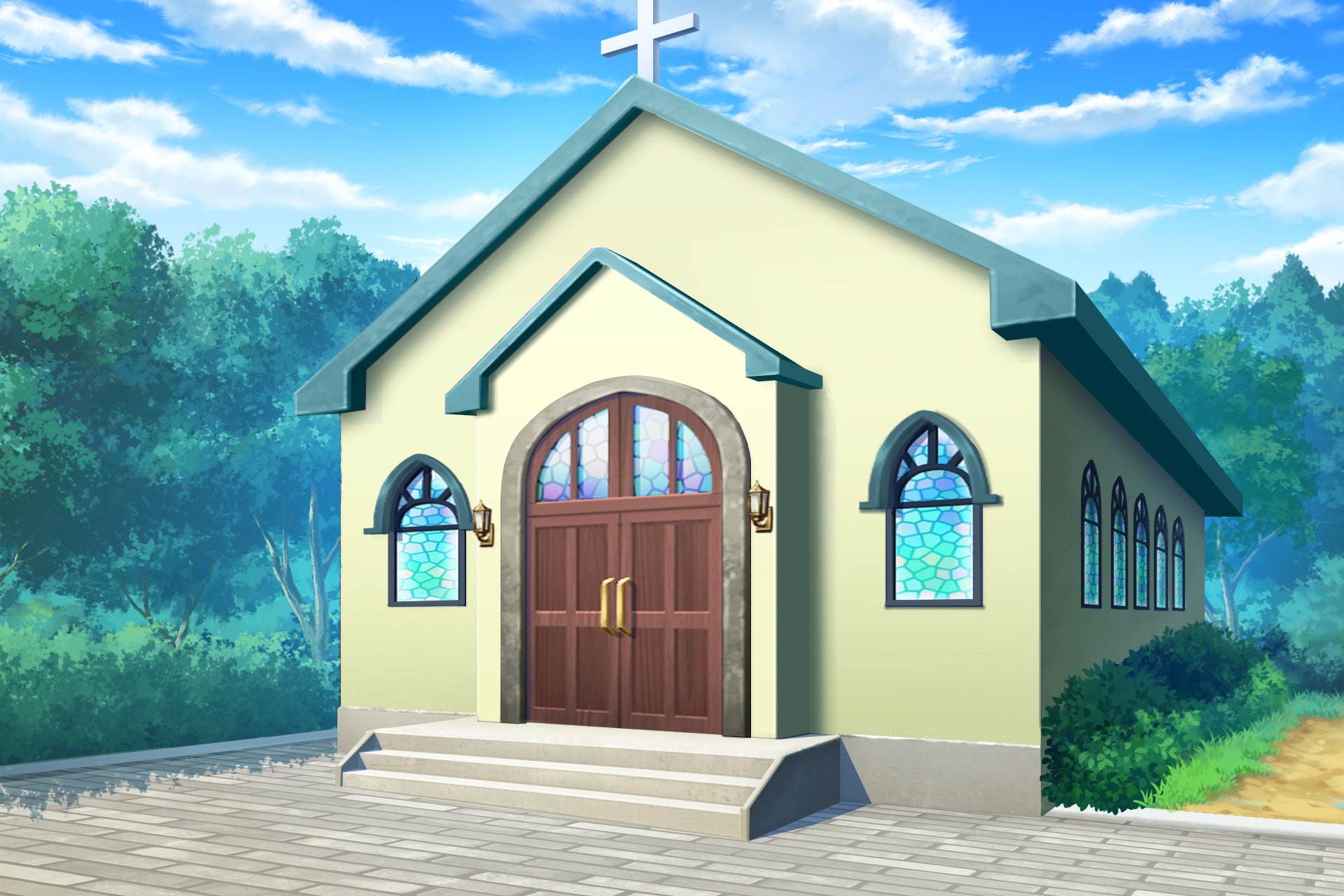 単品5種背景素材v09教会外観