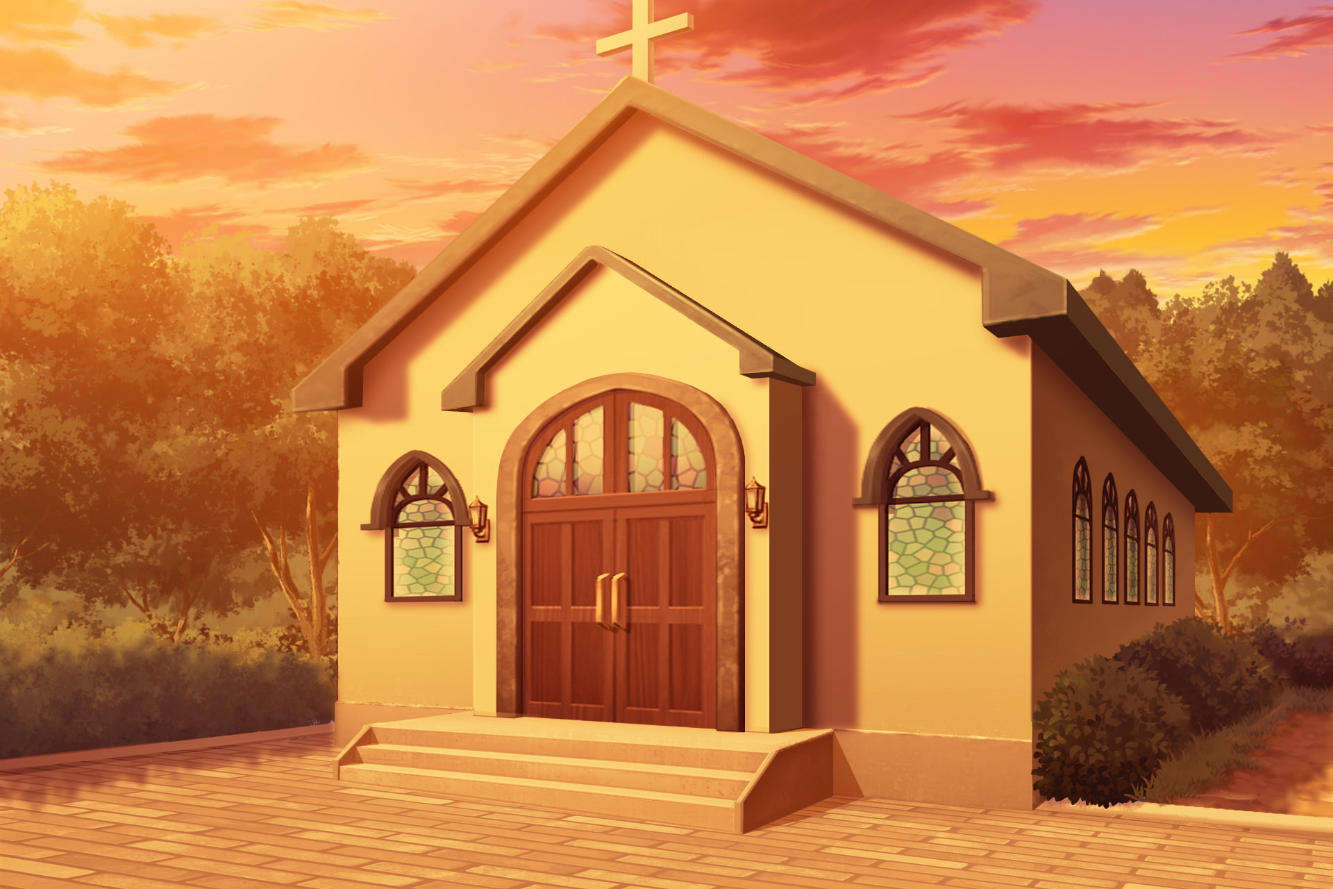 単品5種背景素材v09教会外観