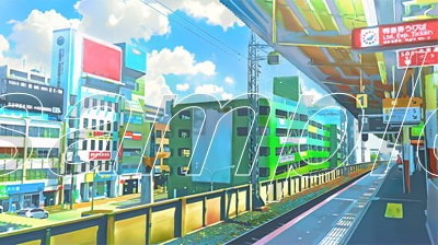 都会の駅のホーム 【背景素材(夕方差分+空くり抜きセット)】