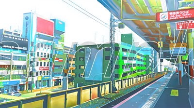 都会の駅のホーム 【背景素材(夕方差分+空くり抜きセット)】