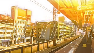 都会の駅のホーム 【背景素材(夕方差分+空くり抜きセット)】