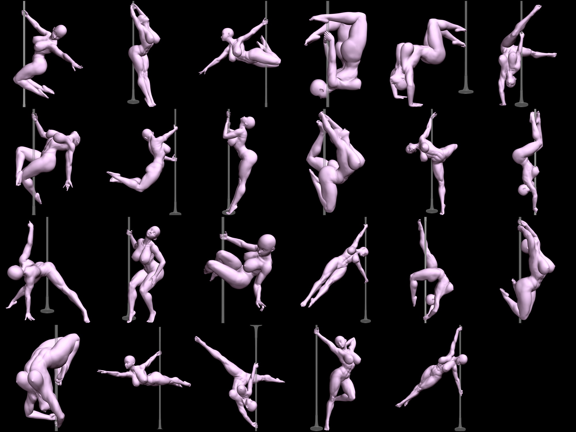 自由に使えるポーズ集「ポールダンスポーズ」