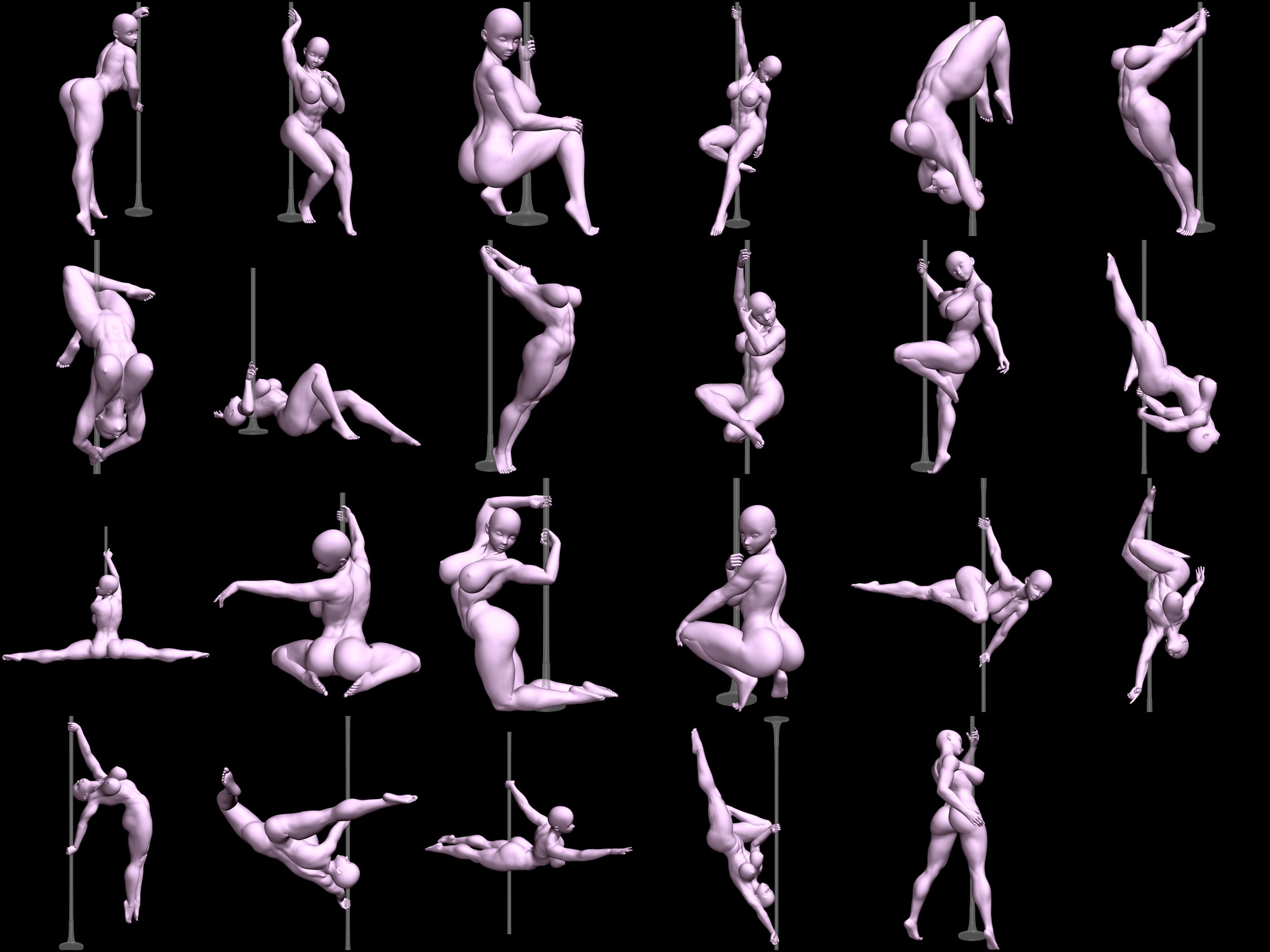 自由に使えるポーズ集「ポールダンスポーズ」