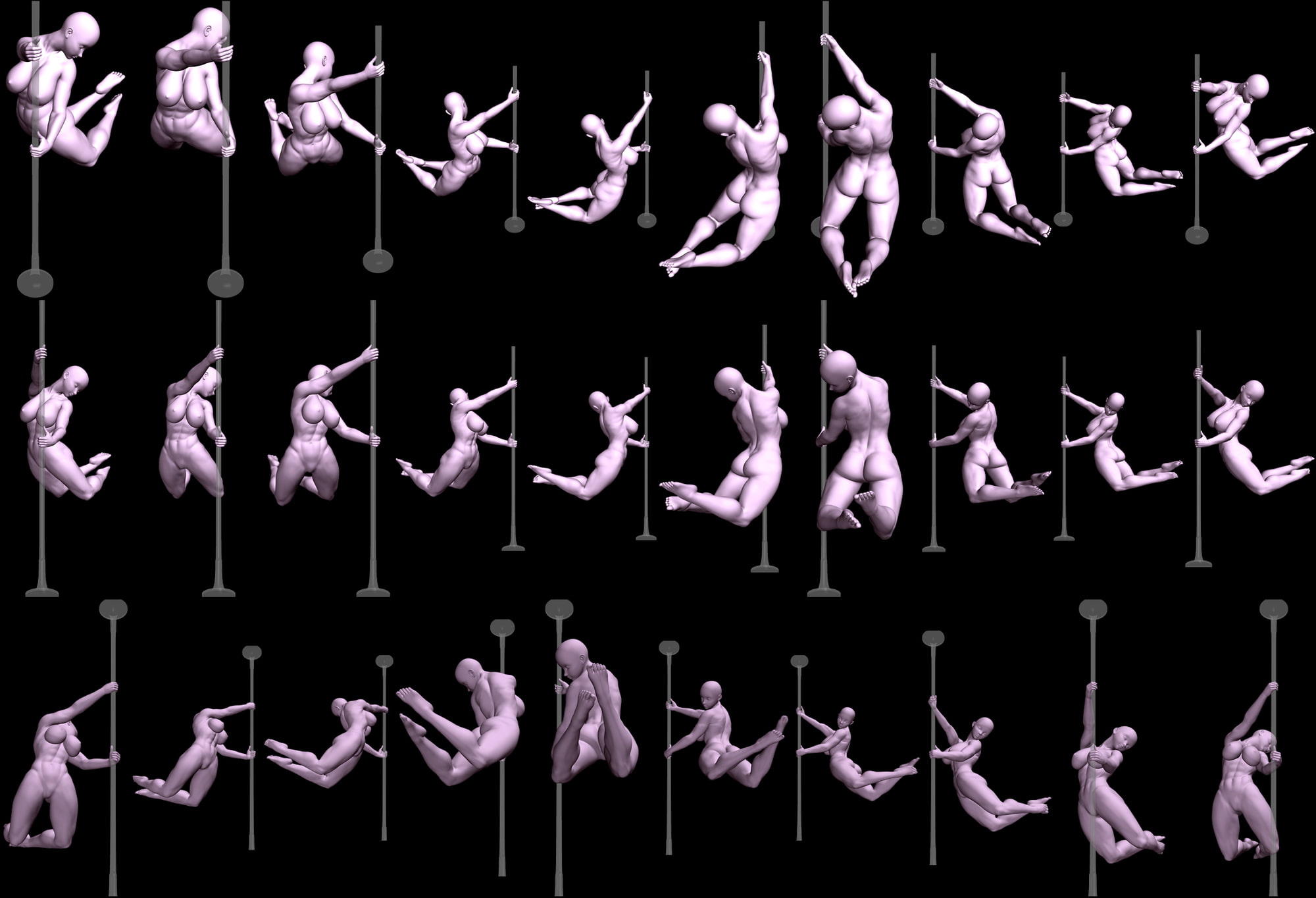 自由に使えるポーズ集「ポールダンスポーズ」