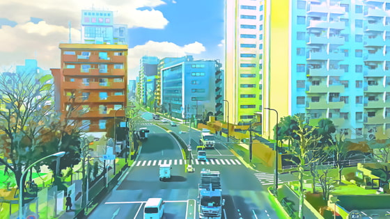 都会のオフィス街 【背景素材(夕方差分+空くり抜きセット)】