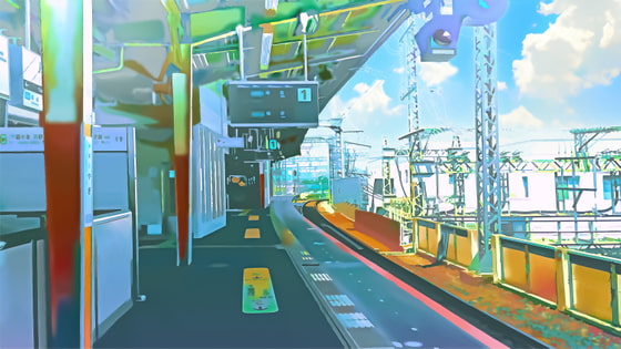 駅のホーム 【背景素材(夕方差分+空くり抜きセット)】