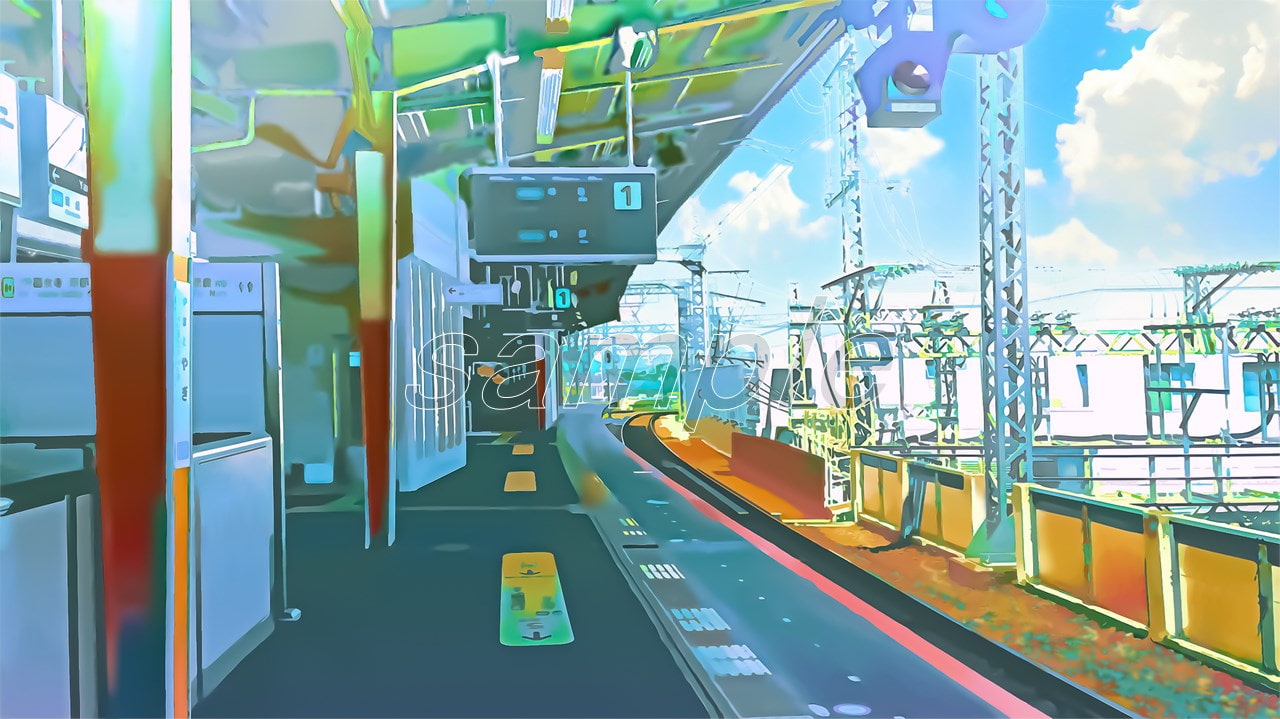 駅のホーム 【背景素材(夕方差分+空くり抜きセット)】