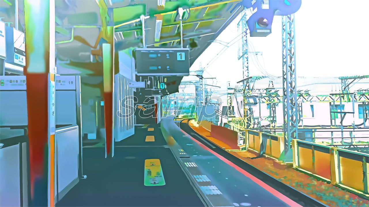 駅のホーム 【背景素材(夕方差分+空くり抜きセット)】