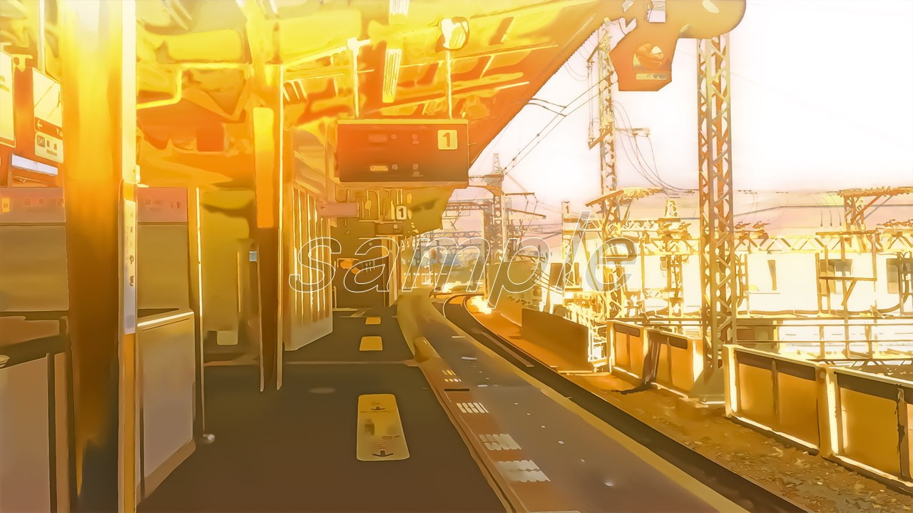 駅のホーム 【背景素材(夕方差分+空くり抜きセット)】