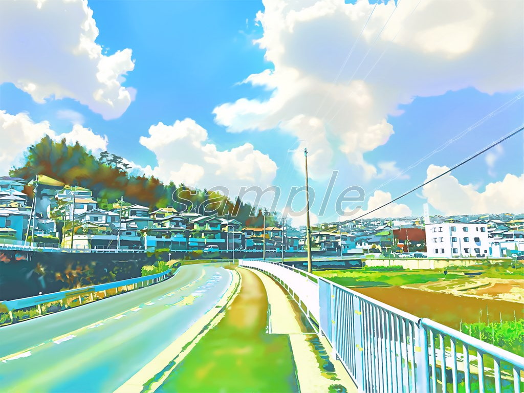 郊外の宅地【背景素材(夕方差分+空くり抜きセット)】