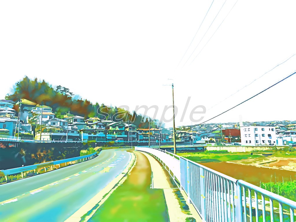 郊外の宅地【背景素材(夕方差分+空くり抜きセット)】