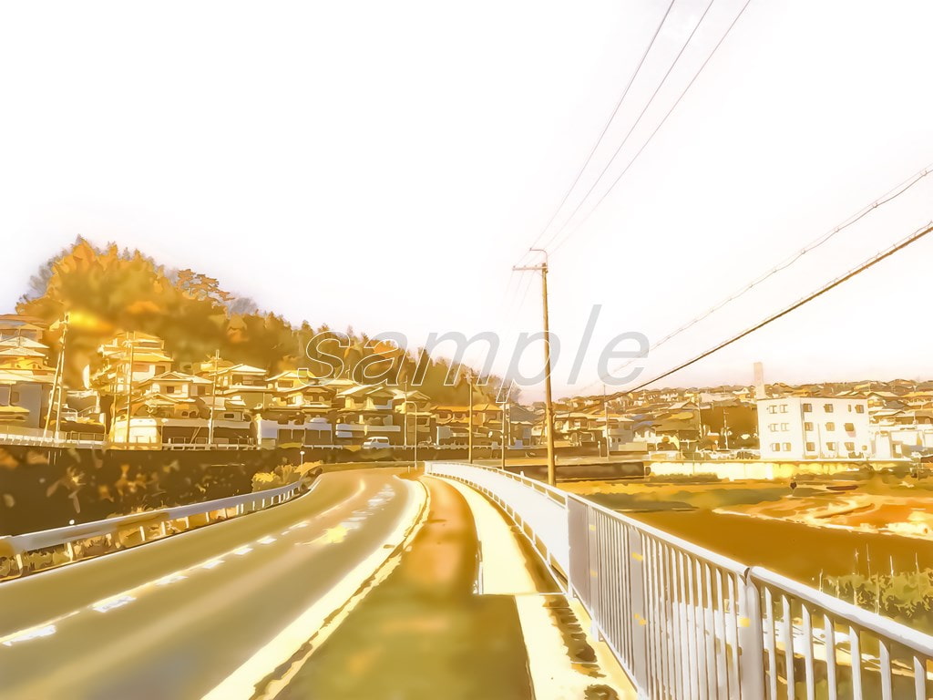 郊外の宅地【背景素材(夕方差分+空くり抜きセット)】