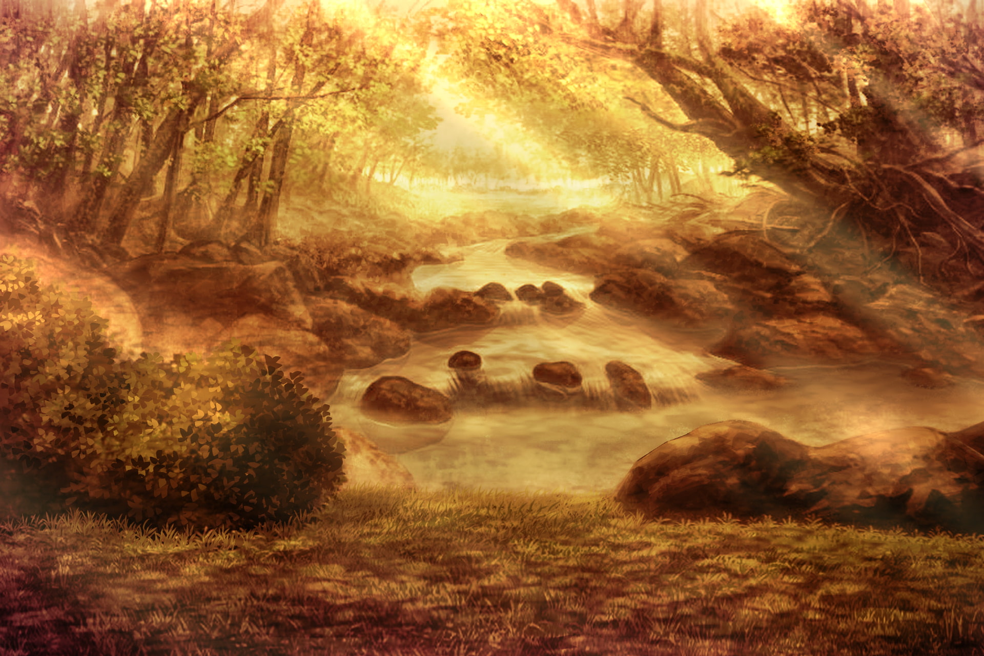 単品5種背景素材v12b森の川