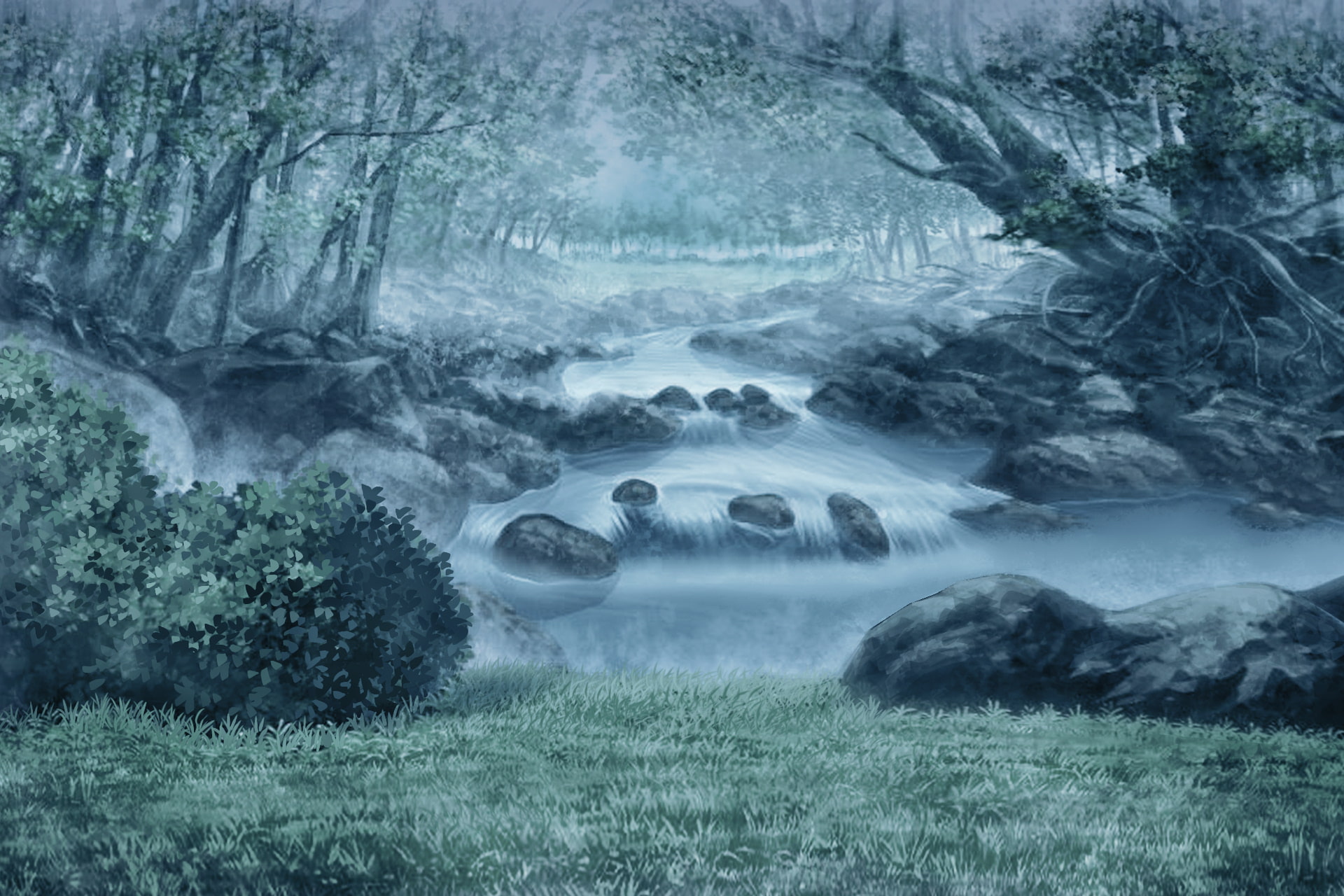 単品5種背景素材v12b森の川